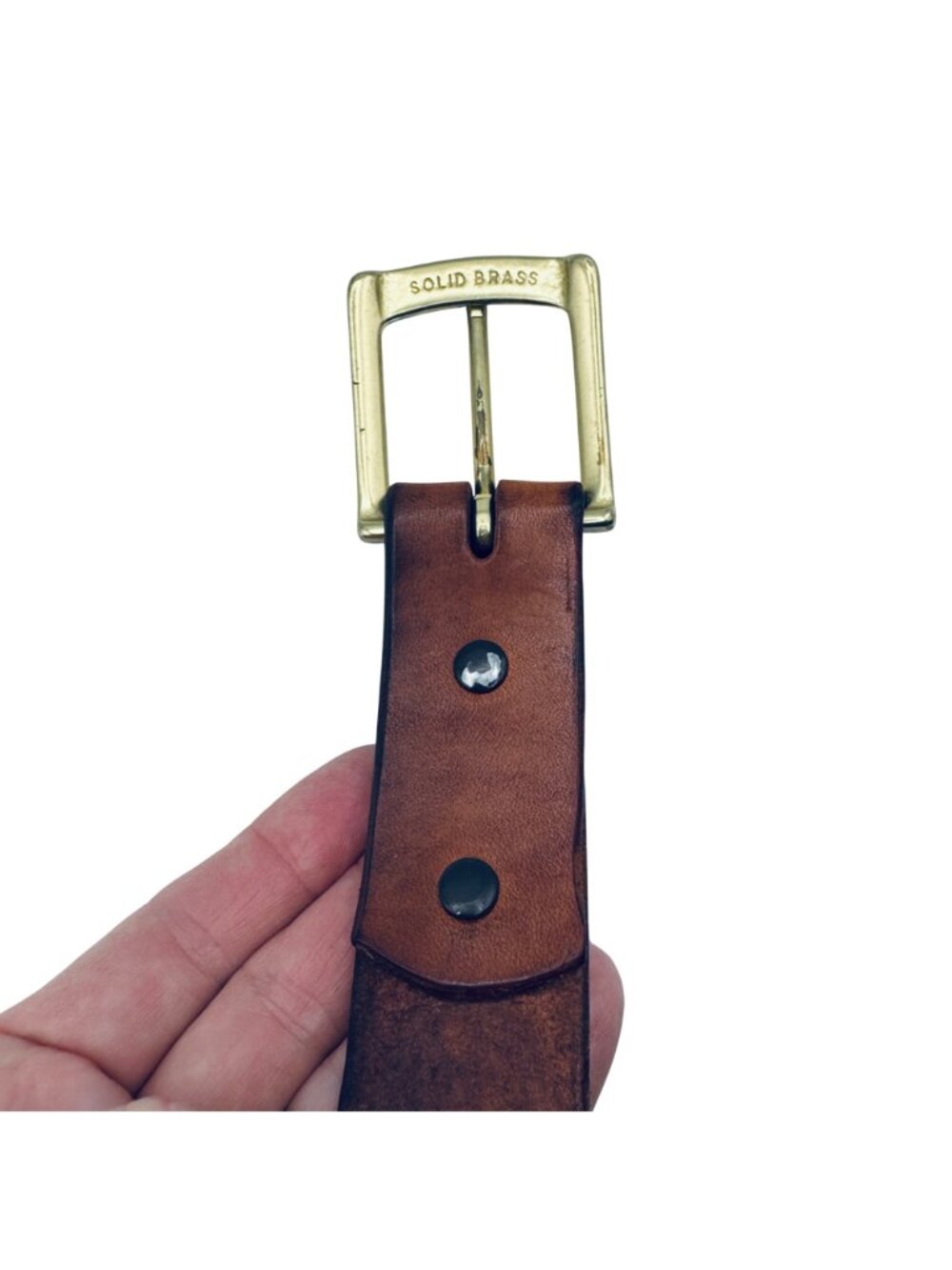 Hand Tooled Leather Belt Artisan R. Krumm Studio Size 32 Brass Buckle - Picture 5 of 6